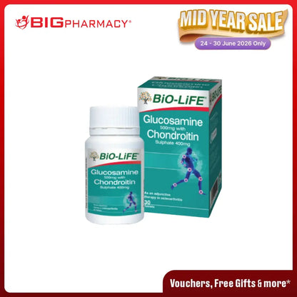 BIO-LIFE GLUCOSAMINE 500MG WITH CHONDROITIN SULPHATE 400MG 30S