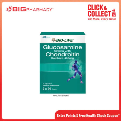 BIO-LIFE GLUCOSAMINE 500MG WITH CHONDROITIN SULPHATE 400MG TAB 90SX2