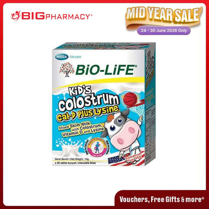 BIO-LIFE KIDS COLOSTRUM CAL-D PLUS LYSINE CHEWABLE 600MG 30S