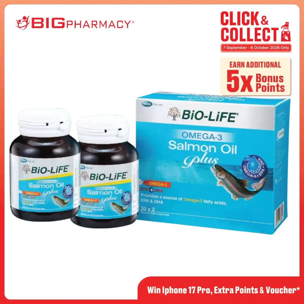 BIO-LIFE OMEGA-3 SALMON OIL PLUS 30SX2
