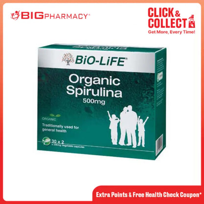 BIO-LIFE ORGANIC SPIRULINA VEGECAP 30SX2