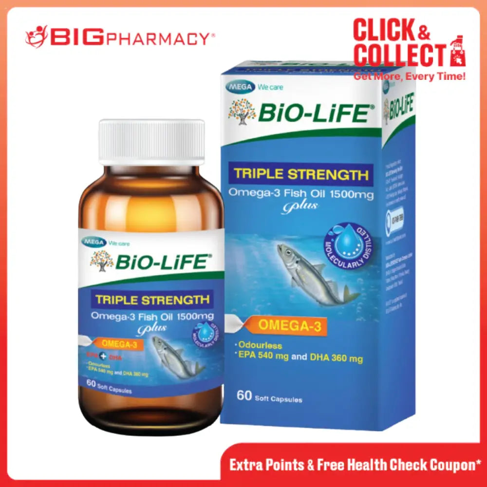 BIO-LIFE TRIPLE STRENGTH OMEGA-3 FISH OIL 1500MG PLUS 60S