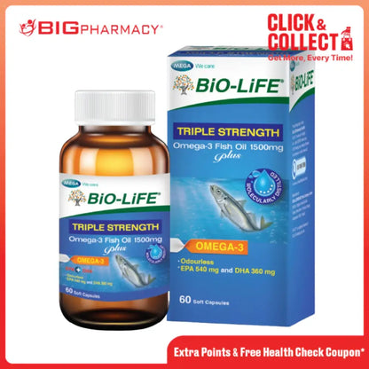 BIO-LIFE TRIPLE STRENGTH OMEGA-3 FISH OIL 1500MG PLUS 60S