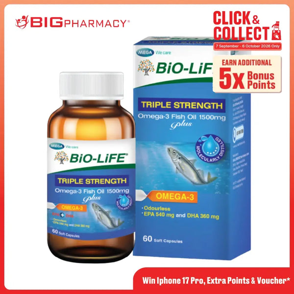 BIO-LIFE TRIPLE STRENGTH OMEGA-3 FISH OIL 1500MG PLUS 60S