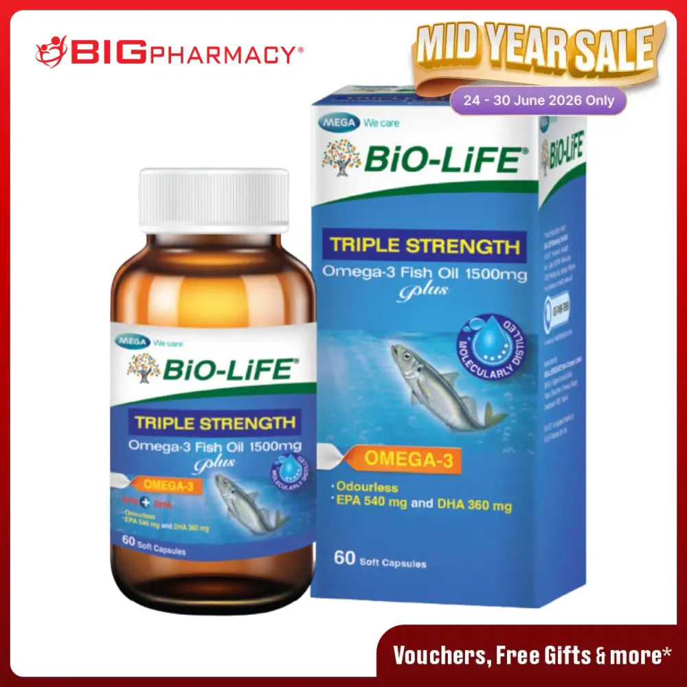 BIO-LIFE TRIPLE STRENGTH OMEGA-3 FISH OIL 1500MG PLUS 60S