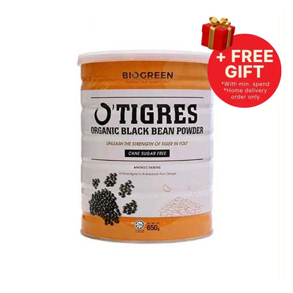 BIOGREEN O TIGRES BLACK BEAN POWDER CANE SUGAR FREE 650G