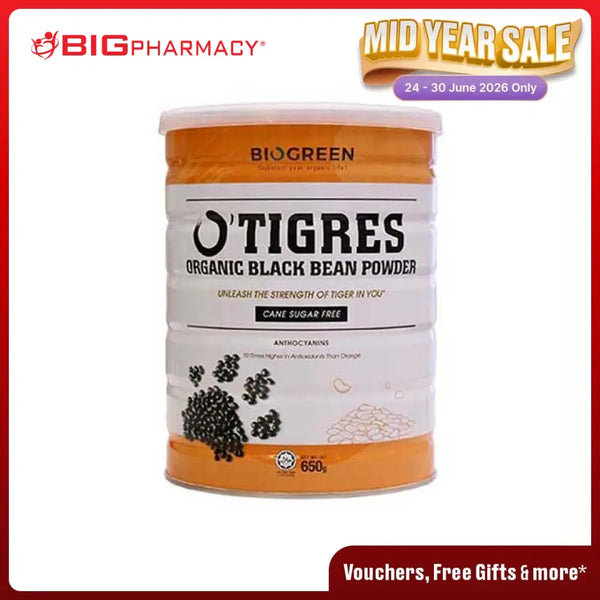 BIOGREEN O TIGRES BLACK BEAN POWDER CANE SUGAR FREE 650G