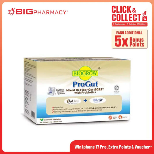 BIOGROW PROGUT OAT BG22 HI-FIBER WITH PROBIOTICS 7G 30S