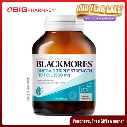 BLACKMORES OMEGA-3 TRIPLE STRENGTH FISH OIL 1500MG 60S