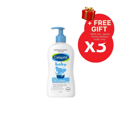 CETAPHIL BABY GENTLE WASH & SHAMPOO 400ML X3
