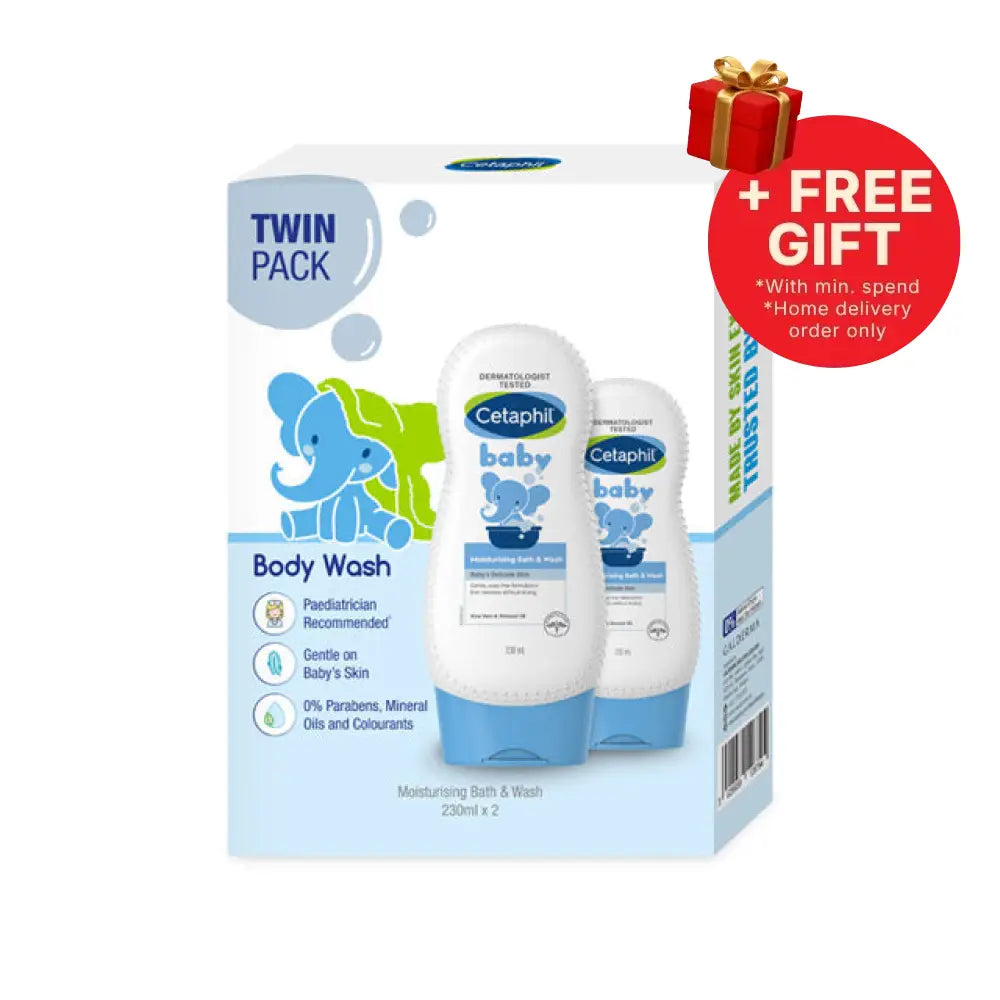 CETAPHIL BABY MOISTURISING BATH & WASH 230ML 2S