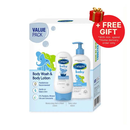CETAPHIL BABY MOISTURISING BATH & WASH 230ML + BABY DAILY LOTION 400ML