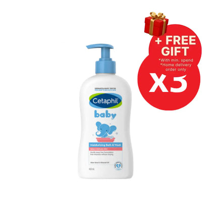 CETAPHIL BABY ULTRA MOISTURISING BATH & WASH 400ML X3