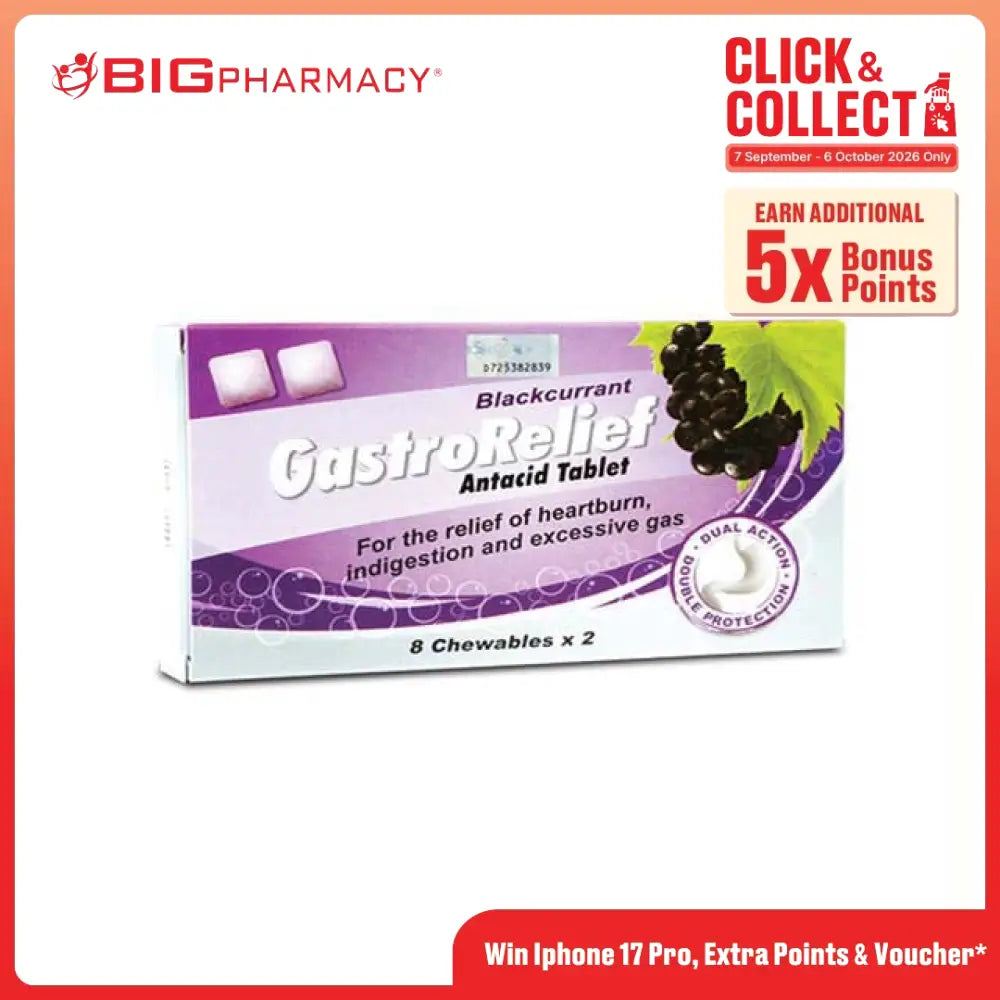 GASTRORELIEF ANTACID TAB BLACKCURRANT 16S