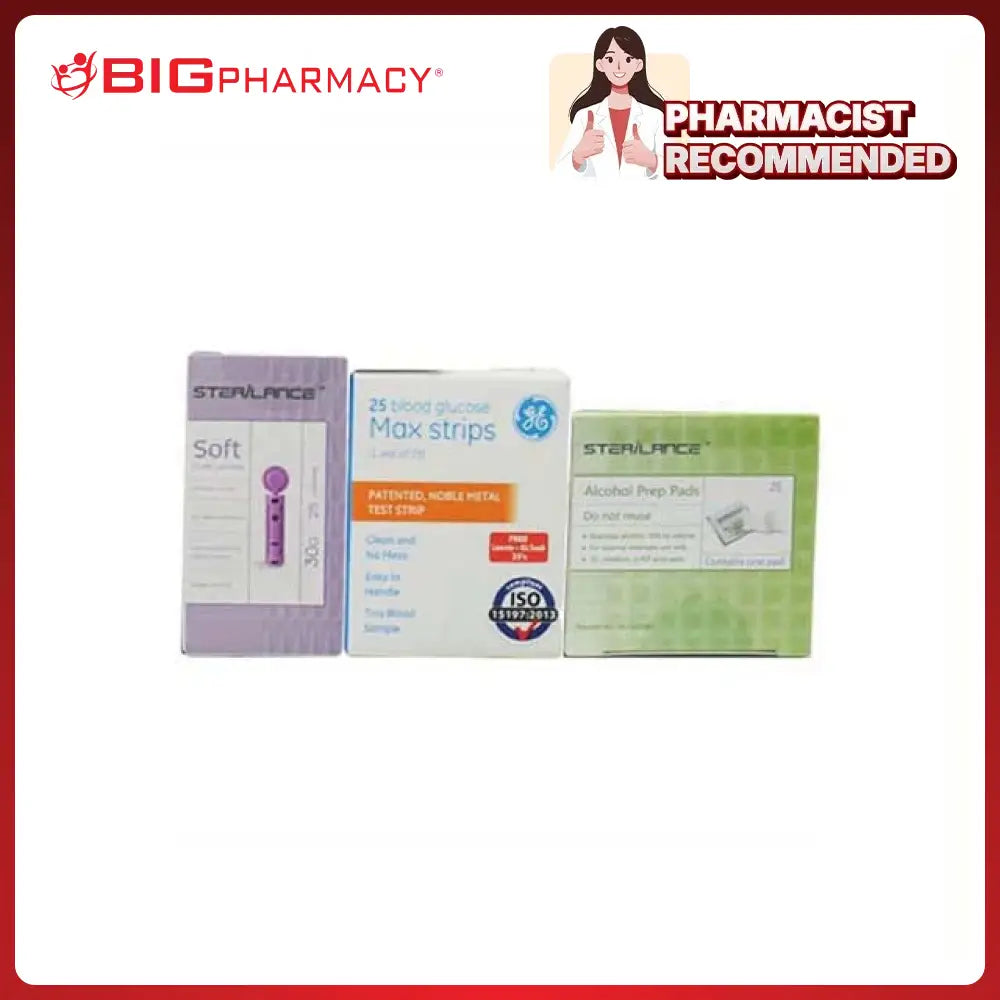 GE MAX STRIP 25S+LANCET 25S+ALCOHOL SWAB 25S