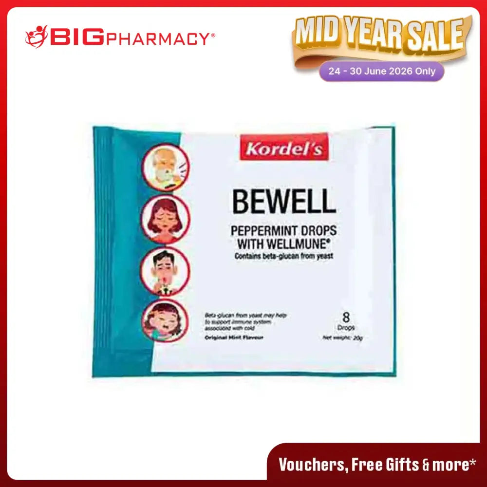 KORDELS BEWELL PEPPERMINT DROPS 8S
