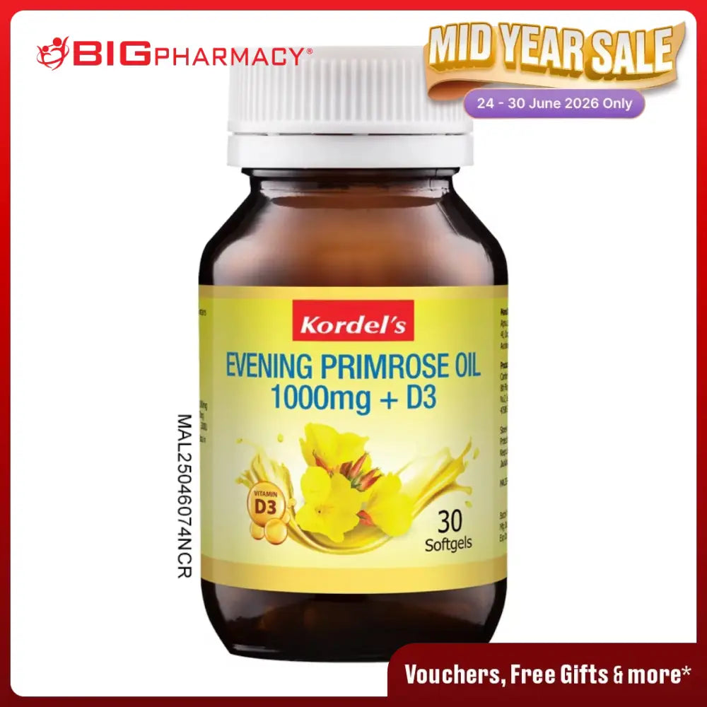 KORDELS EVENING PRIMROSE OIL 1000MG+VITD3 30S