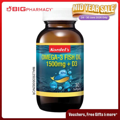 KORDELS OMEGA-3 FISH OIL 1500MG VIT D 30S