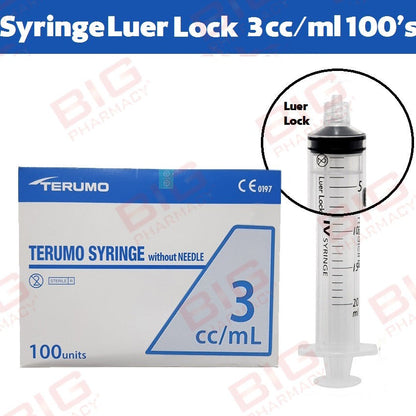 TERUMO SYRINGE WITHOUT NEEDLE 3ML LUER LOCK SS+0.3L 100S