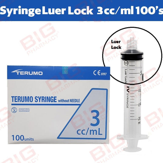 TERUMO SYRINGE WITHOUT NEEDLE 3ML LUER LOCK SS+0.3L 100S