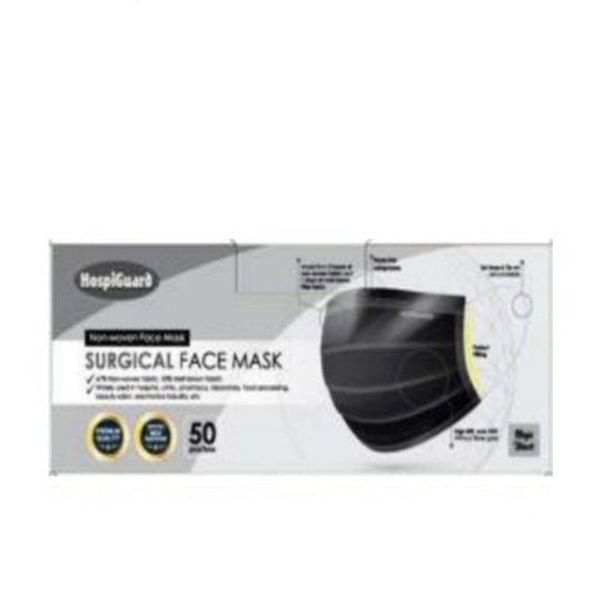 HOSPIGUARD NON-WOVEN SURGICAL 3 PLY EARLOOP FACE MASK (NINJA BLACK) 50S