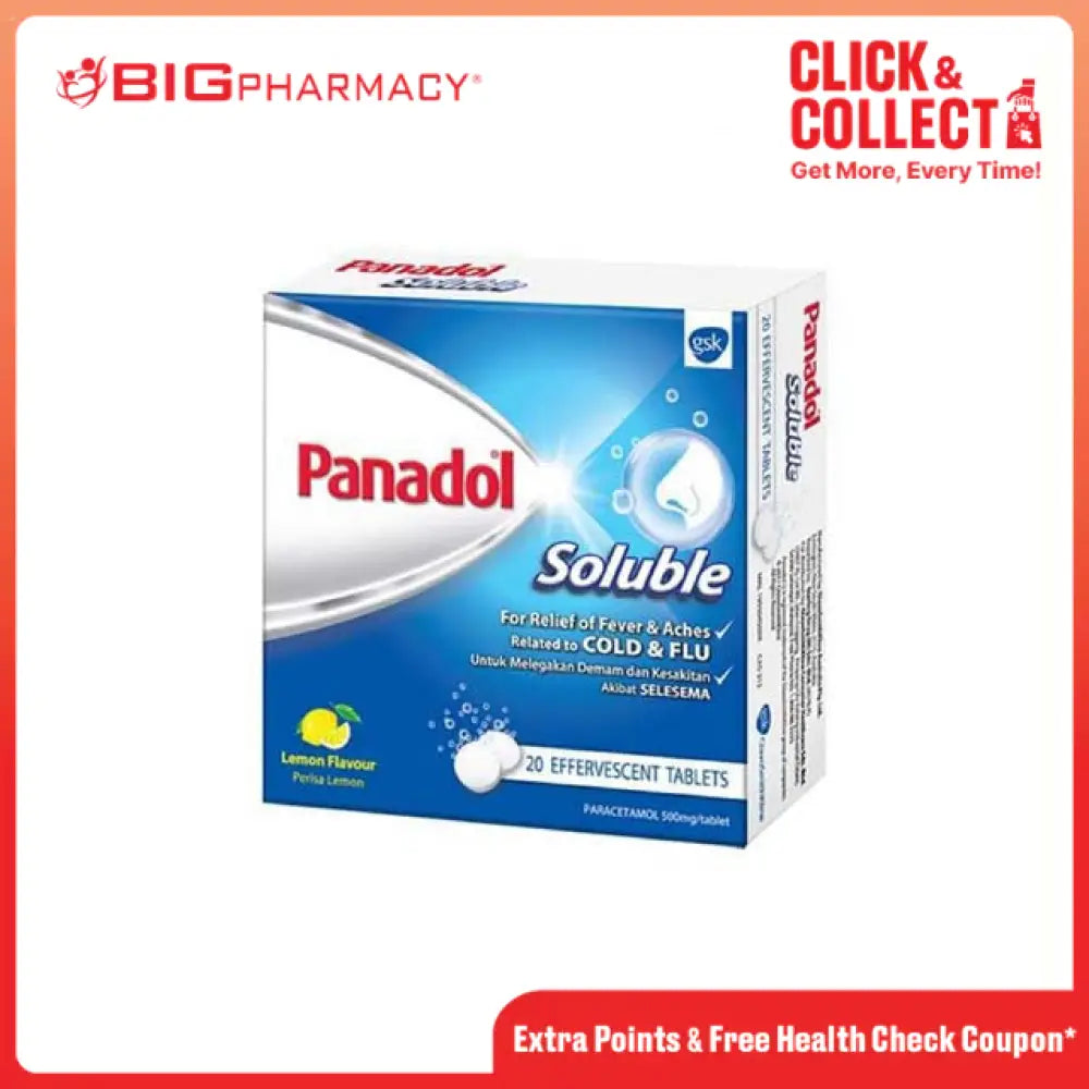 PANADOL SOLUBLE LEMON 500MG 20S