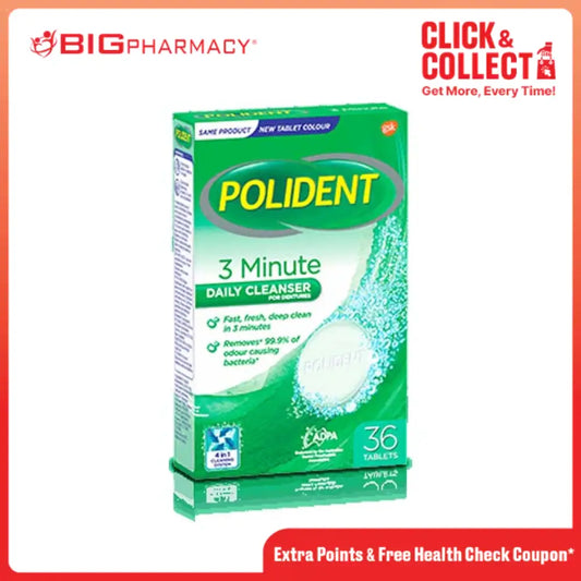 POLIDENT 3 MINUTES DAILY CLEANSER TAB 36S