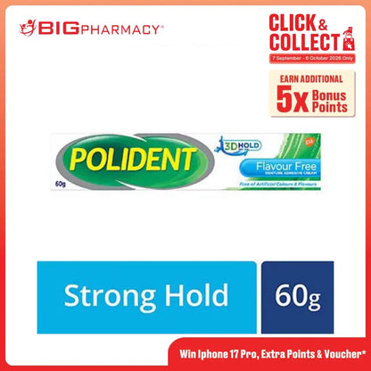 POLIDENT FLAVOUR FREE DENTURE ADHESIVE CREAM 60G