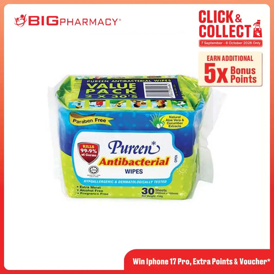 PUREEN ANTIBACTERIAL WIPES 30SX2