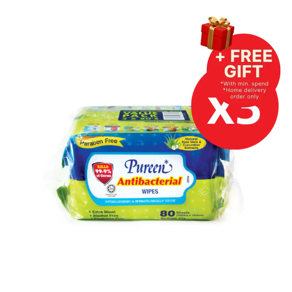 PUREEN ANTIBACTERIAL WIPES 80SX6