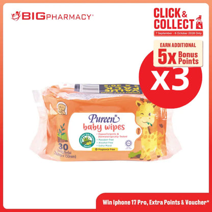 PUREEN BABY WIPE FRAGRANCE-FREE 30s x 6