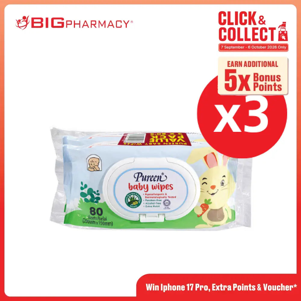 PUREEN BABY WIPES (BLUE)(BWC 2080) 80S x 6