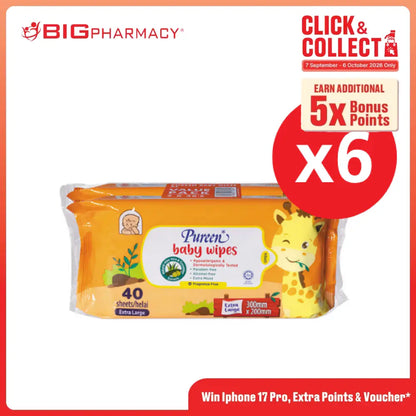 PUREEN BABY WIPES (F.FREE)(XL) (BWFF 2040 XL) 40S x 12