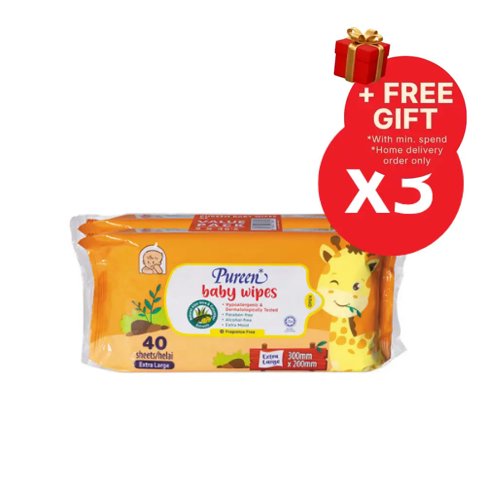 PUREEN BABY WIPES (F.FREE)(XL) (BWFF 2040 XL) 40S x 6