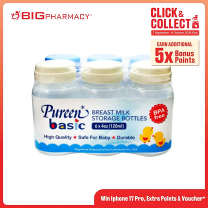 PUREEN BREAST MILK STORAGE BOTTLE 120MLX6 (BBF-28)