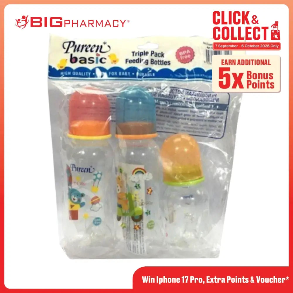 PUREEN FBA3-F FEEDING BOTTLE X3 PACK 8OZX2+4OZ