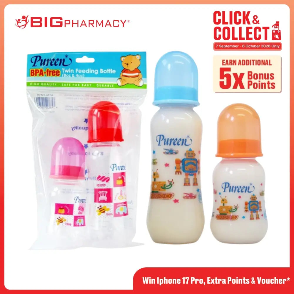 PUREEN TWIN FEEDING BOTTLE 4OZ+8OZ FCF (T)