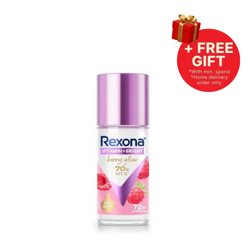 REXONA WOMEN DEODORANT ROLL ON VITAMIN + BRIGHT BERRY GLOW 45ML