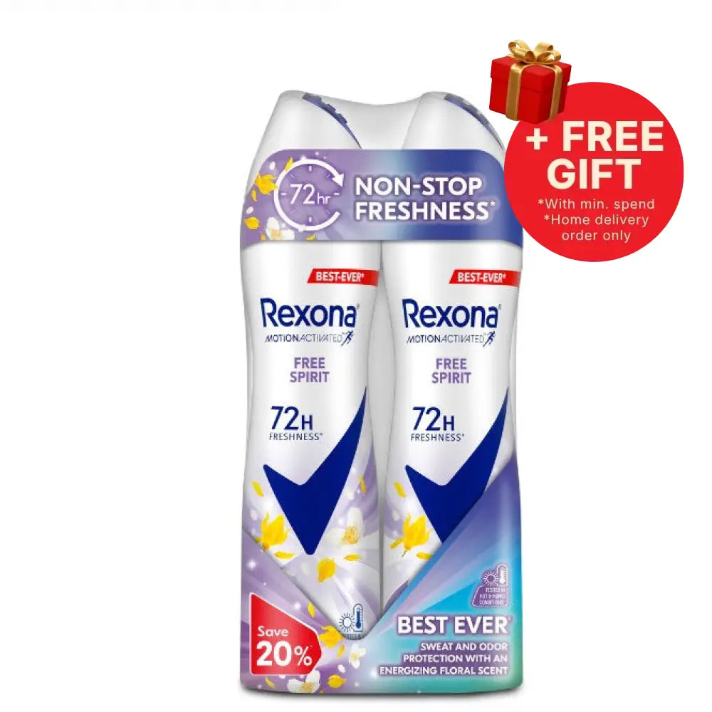 REXONA WOMEN DEODORANT SPRAY MOTIONACTIVED FREE SPIRIT 135ML 2S