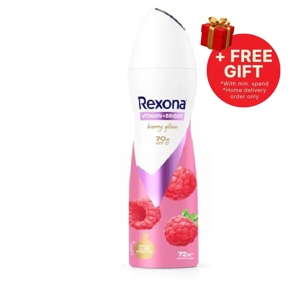 REXONA WOMEN DEODORANT SPRAY VITAMIN + BRIGHT BERRY GLOW 135ML 2S