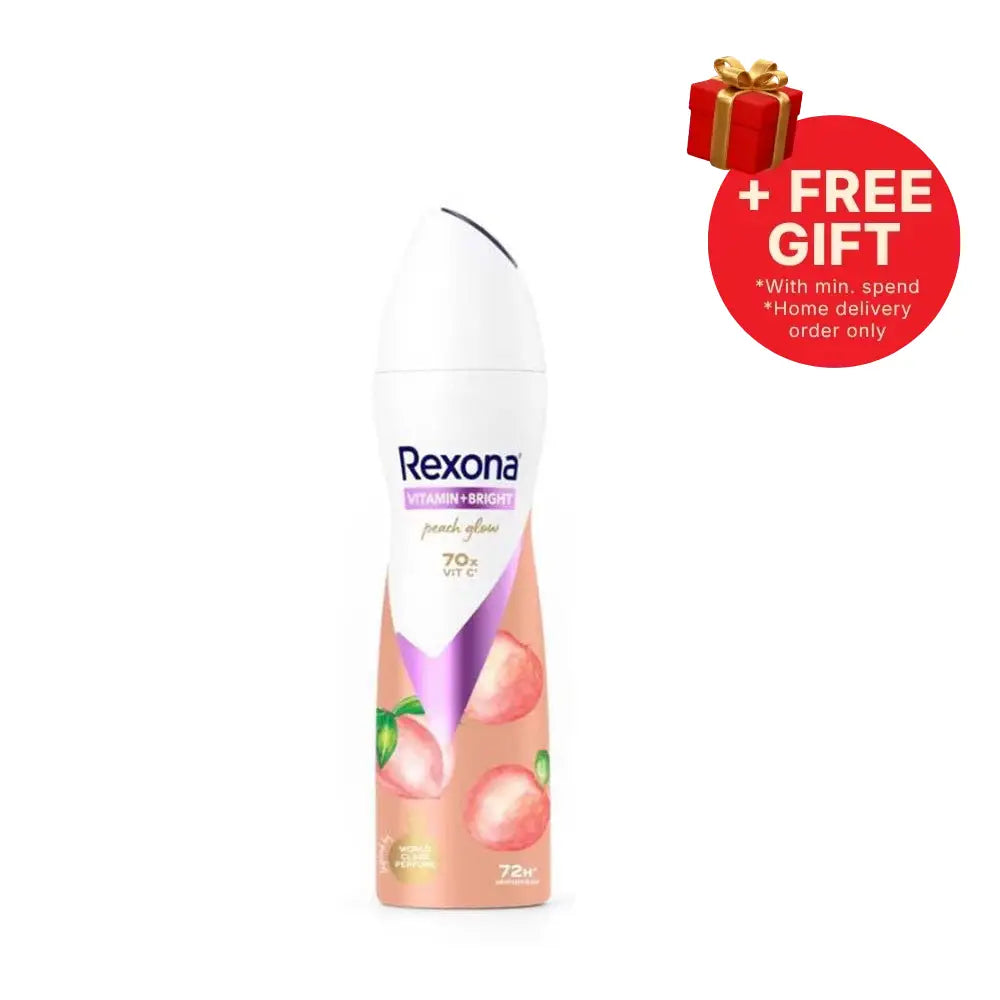 REXONA WOMEN DEODORANT SPRAY VITAMIN + BRIGHT PEACH GLOW 135ML