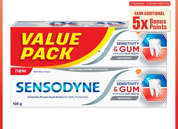 SENSODYNE SENSITIVE+GUM WHITENING TOOTHPASTE 100G 2S