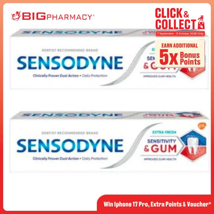 SENSODYNE SENSITIVITY + GUM EXTRA FRESH TOOTHPASTE 100G 2S