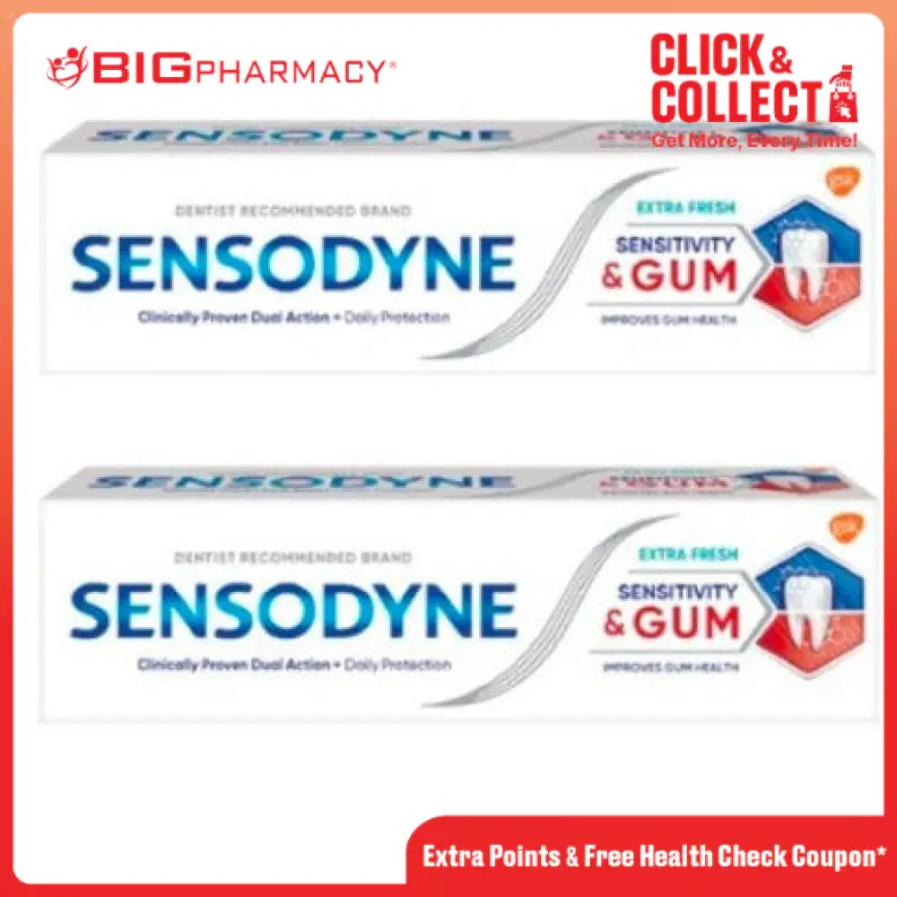 SENSODYNE SENSITIVITY + GUM EXTRA FRESH TOOTHPASTE 100G 2S