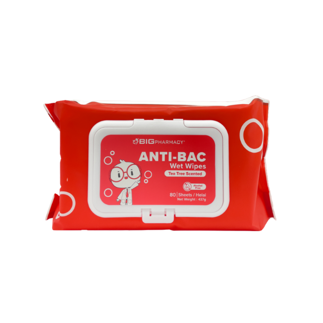 BIG ANTIBACTERIAL WET WIPES FRAGRANCE FREE 80S