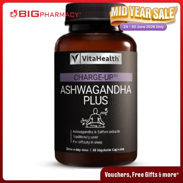 VITAHEALTH CHARGE-UP ASHWAGANDHA PLUS 60S