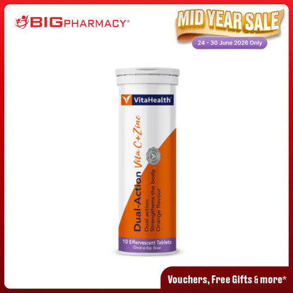 VITAHEALTH DUAL-ACTION VITA C + ZINC EFFERVESCENT TABLET 10S