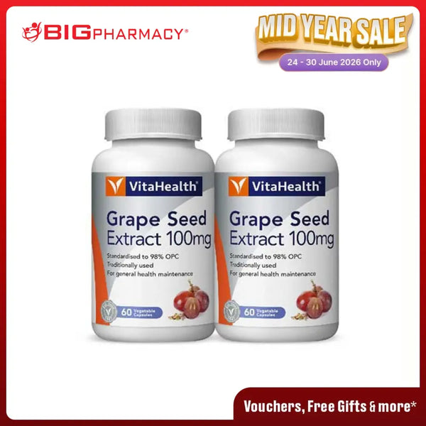 VITAHEALTH GRAPE SEED 60TX2