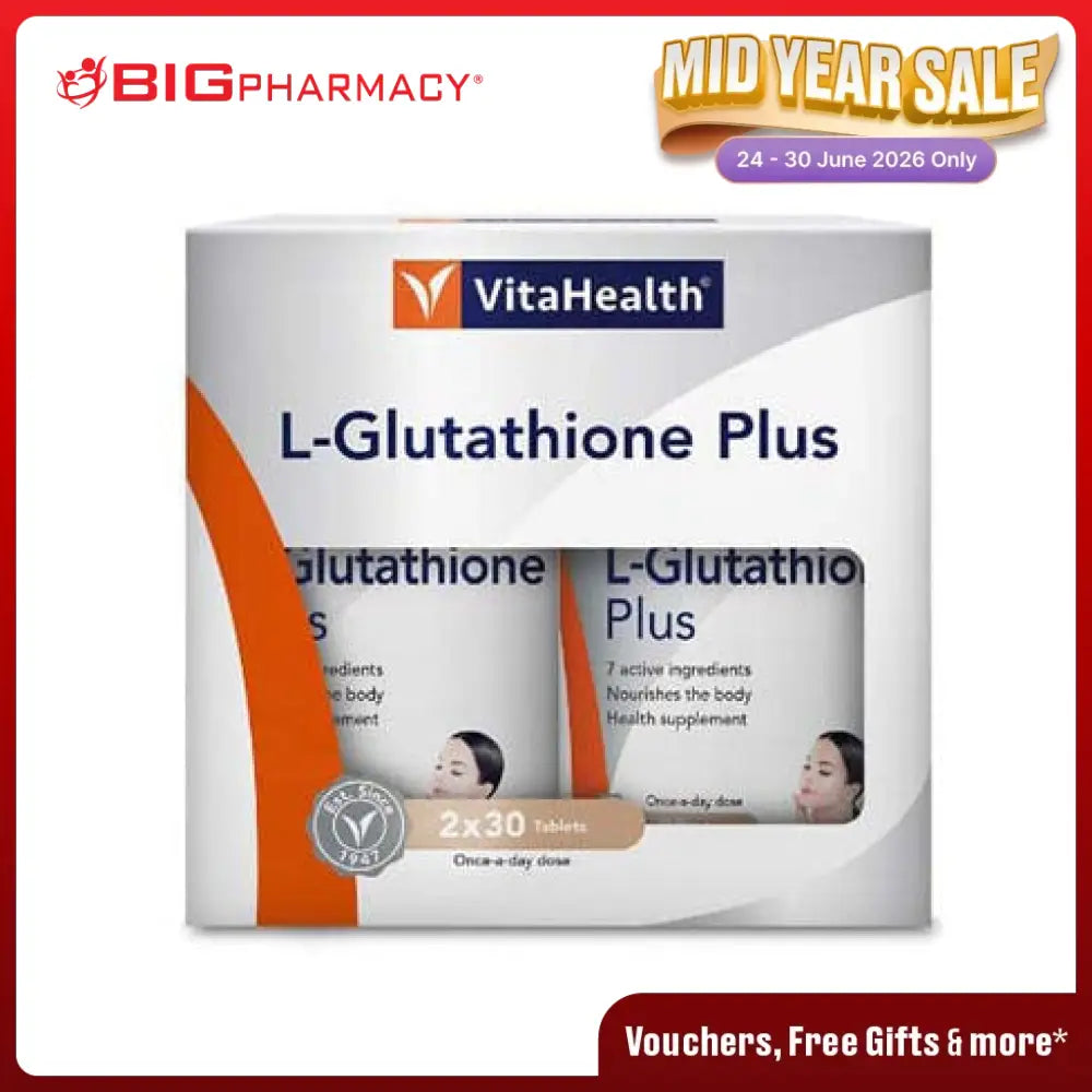 l glutathione plus VITAHEALTH L-GLUTATHIONE PLUS 30C X 2 (BC)