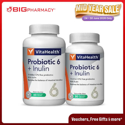 VITAHEALTH PROBIOTIC 6 + INULIN 60S + 30S